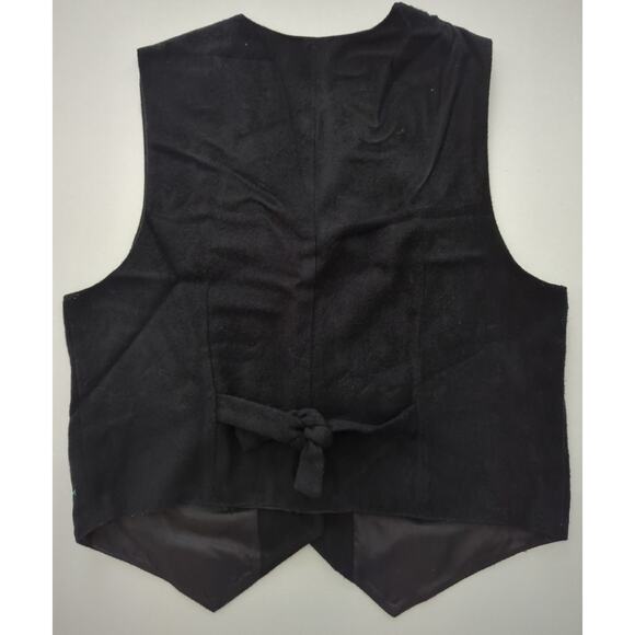 Karen Scott VTG Embroidered Holiday Button Vest Black Reindeer Tree Pinecone Med - Picture 8 of 8